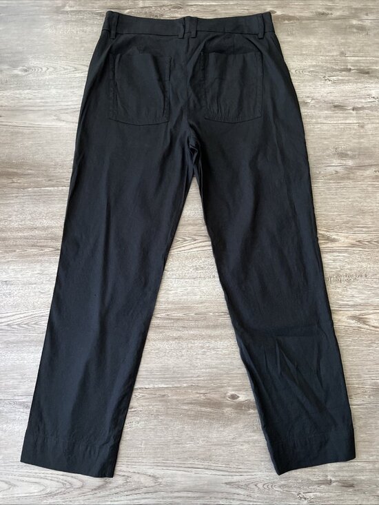 Vince Linen Blend Utility Pant Womens 8 Black High Waist Ankle Length - Picture 12 of 16